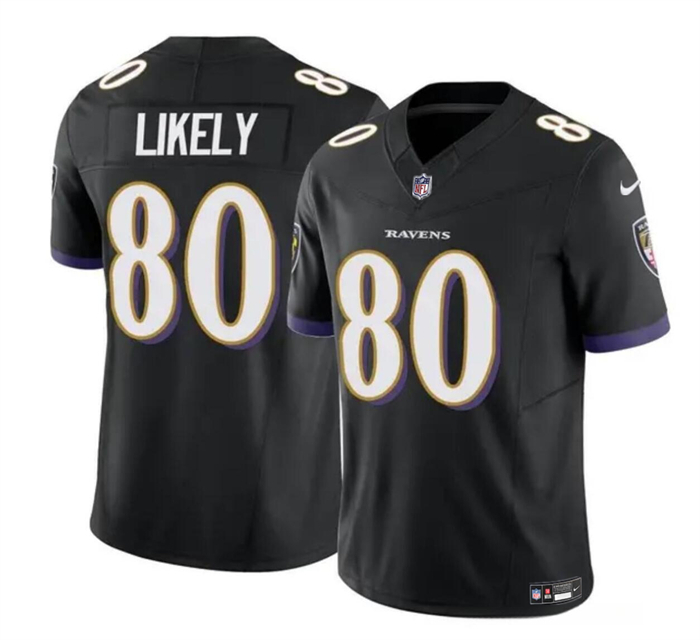 Men's Baltimore Ravens #80 Isaiah Likely Black 2023 F.U.S.E. Vapor Limited Football Stitched Jersey
